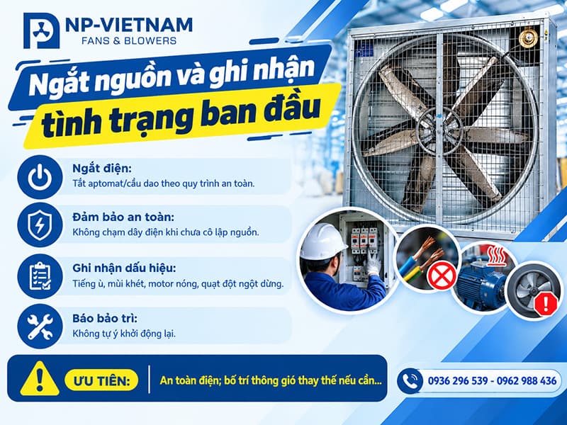 Ngắt nguồn và ghi nhận tình trạng ban đầu