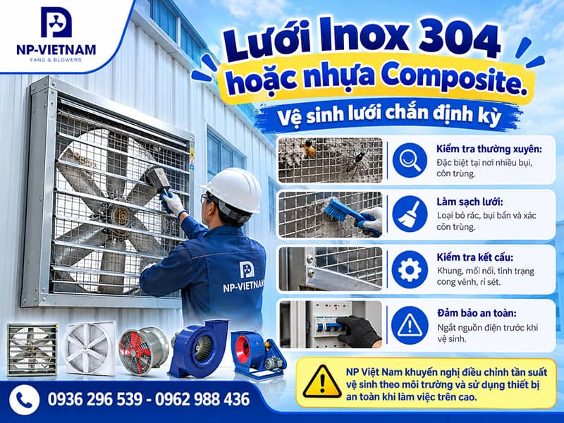 Vệ sinh lưới chắn định kỳ